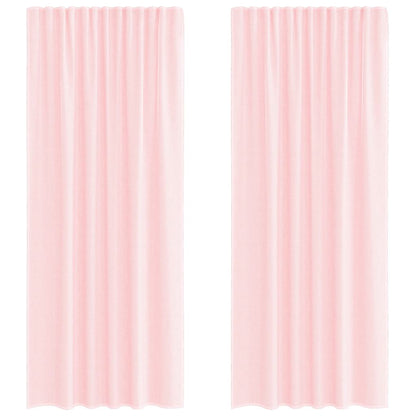 Tende in Voile con Tasche per Aste 2 pz Rosa Chiaro