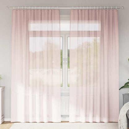 Tende in Voile con Tasche per Aste 2 pz Rosa Chiaro