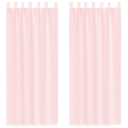 Tende in Voile con Tasche per Aste 2 pz Rosa Chiaro