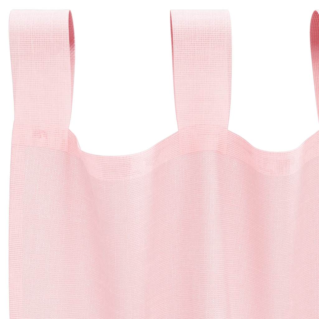 Tende in Voile con Tasche per Aste 2 pz Rosa Chiaro