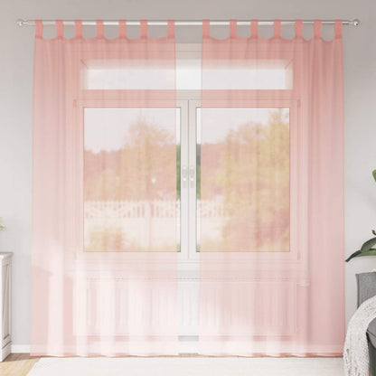 Tende in Voile con Tasche per Aste 2 pz Rosa