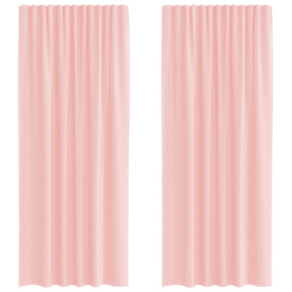 Tende in Voile con Tasche per Aste 2 pz Rosa
