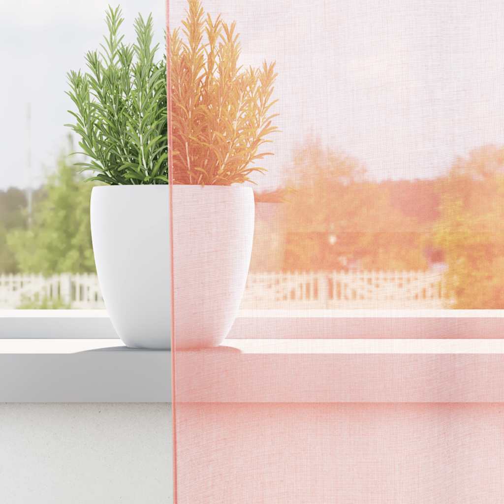 Tende in Voile con Tasche per Aste 2 pz Rosa