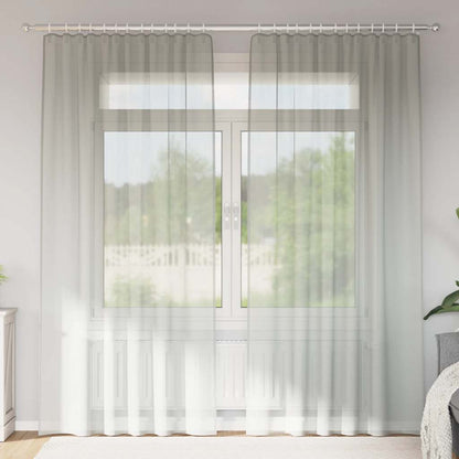Tende in Voile con Tasche per Aste 2 pz Grigio Chiaro