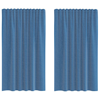 Tende in Voile con Tasche per Aste 2 pz Blu Reale