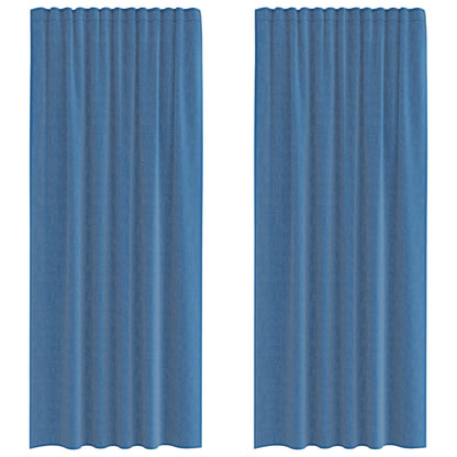 Tende in Voile con Tasche per Aste 2 pz Blu Reale