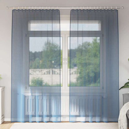 Tende in Voile con Tasche per Aste 2 pz Blu Reale