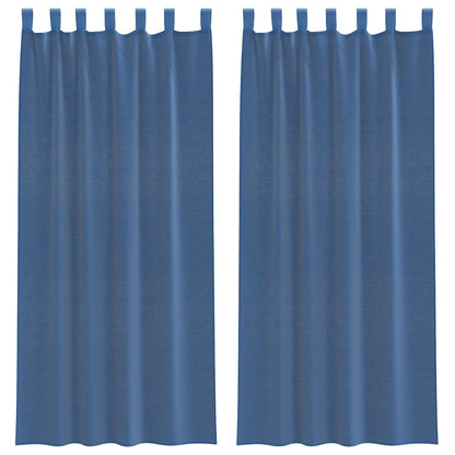 Tende in Voile con Tasche per Aste 2 pz Blu Reale