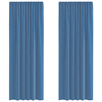 Tende in Voile con Tasche per Aste 2 pz Blu Reale