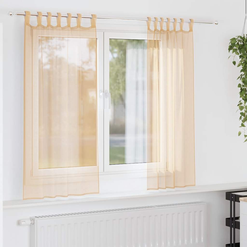 Tende in Voile con Tasche per Aste 2 pz Sabbia