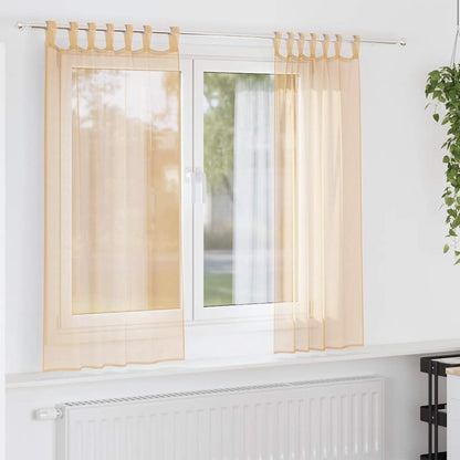 Tende in Voile con Tasche per Aste 2 pz Sabbia