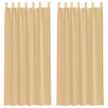 Tende in Voile con Tasche per Aste 2 pz Sabbia