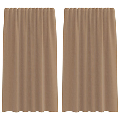 Tende in Voile con Tasche per Aste 2 pz Marrone Chiaro