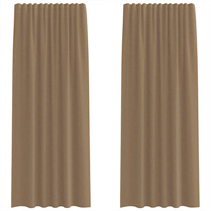 Tende in Voile con Tasche per Aste 2 pz Marrone Chiaro