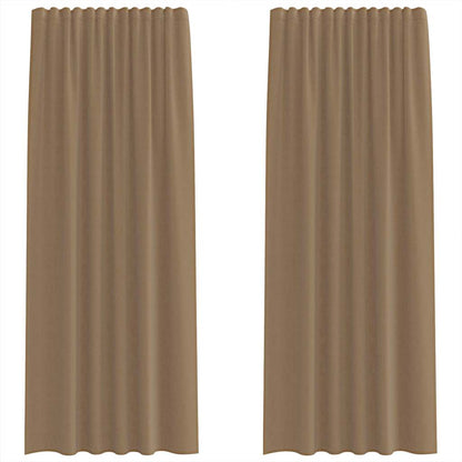 Tende in Voile con Tasche per Aste 2 pz Marrone Chiaro