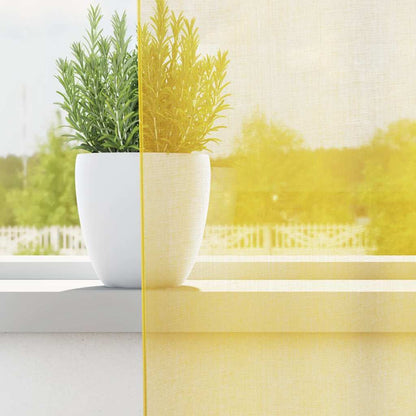 Tende in Voile con Tasche per Aste 2 pz Giallo