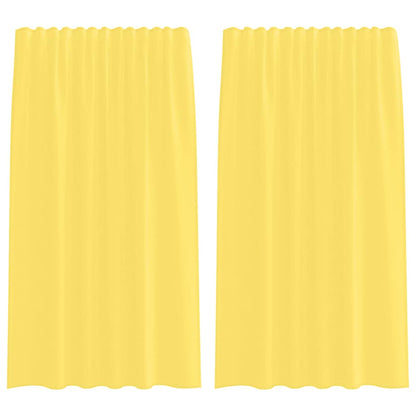 Tende in Voile con Tasche per Aste 2 pz Giallo