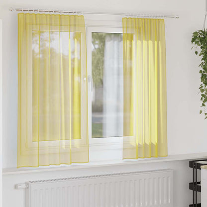 Tende in Voile con Tasche per Aste 2 pz Giallo