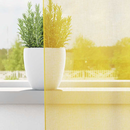 Tende in Voile con Tasche per Aste 2 pz Giallo