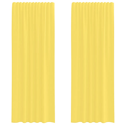Tende in Voile con Tasche per Aste 2 pz Giallo