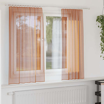 Tende in Voile con Tasche per Aste 2 pz Terracotta