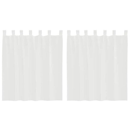 Tende in Voile con Tasche per Aste 2 pz Bianco