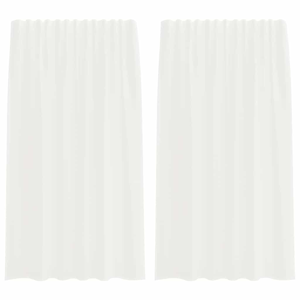 Tende in Voile con Tasche per Aste 2 pz Bianco
