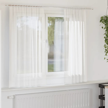 Tende in Voile con Tasche per Aste 2 pz Bianco