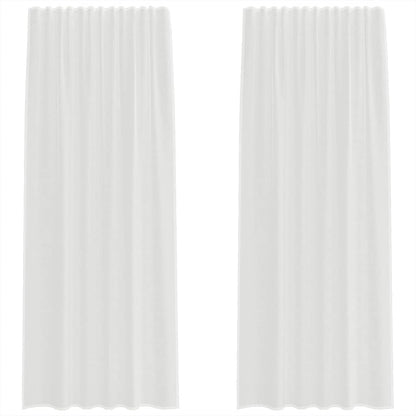 Tende in Voile con Tasche per Aste 2 pz Bianco