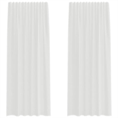 Tende in Voile con Tasche per Aste 2 pz Bianco