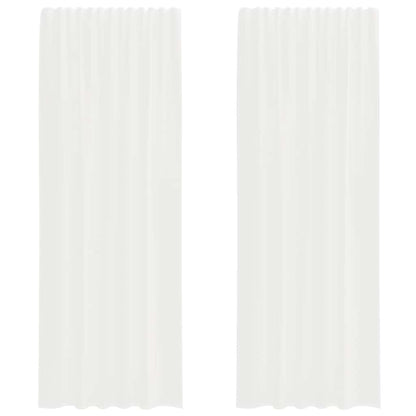 Tende in Voile con Tasche per Aste 2 pz Bianco