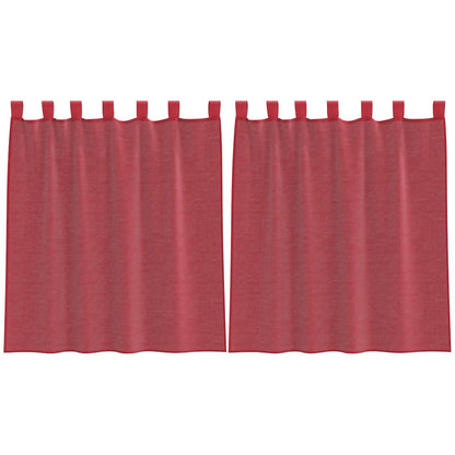 Tende in Voile con Tasche per Aste 2 pz Rosso Vino