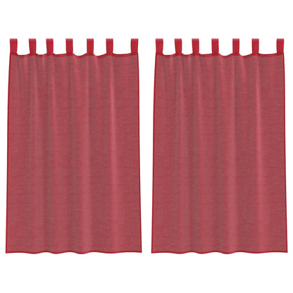 Tende in Voile con Tasche per Aste 2 pz Rosso Vino