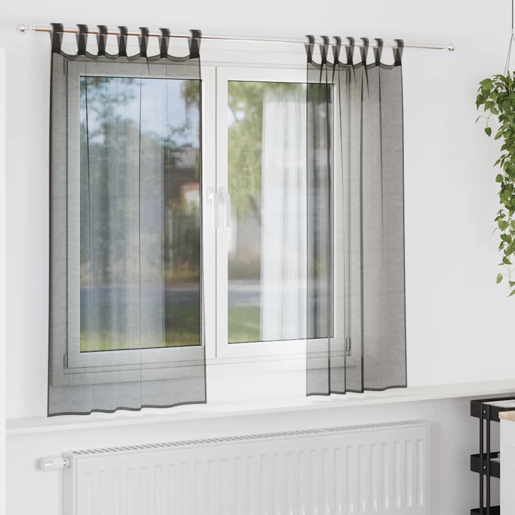 Tende in Voile con Linguetta 2 pz Nero