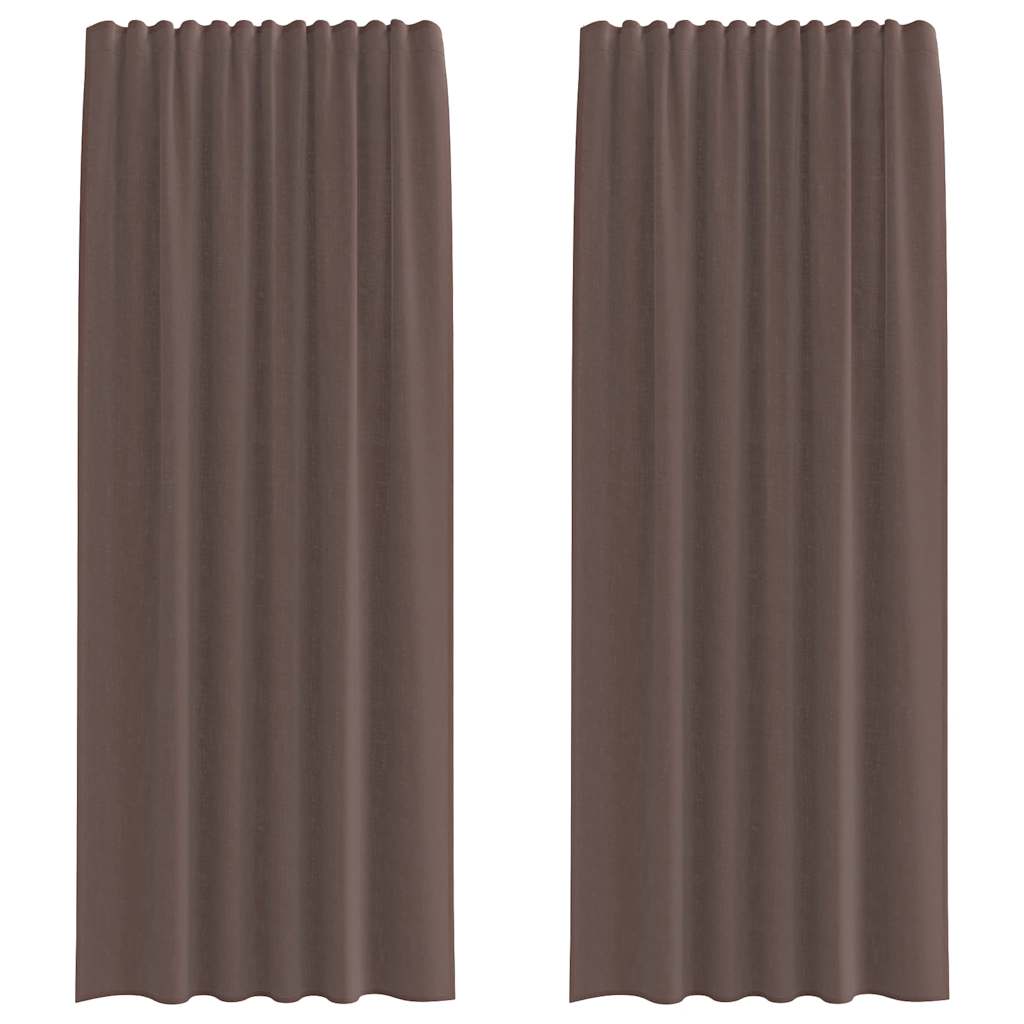 Tende in Voile con Linguetta 2 pz Marrone