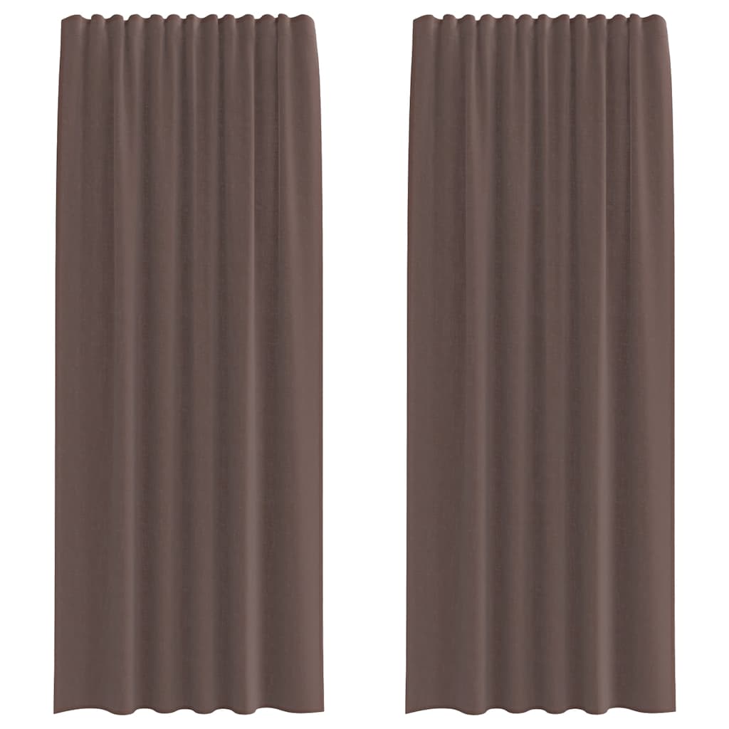 Tende in Voile con Linguetta 2 pz Marrone