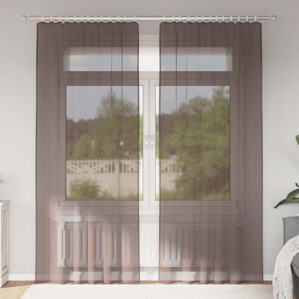 Tende in Voile con Linguetta 2 pz Marrone