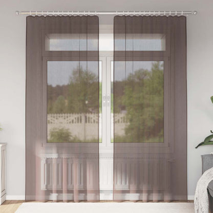 Tende in Voile con Linguetta 2 pz Marrone
