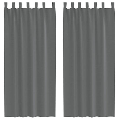 Tende in Voile con Passanti 2 pz Grigio Scuro 140x225 cm