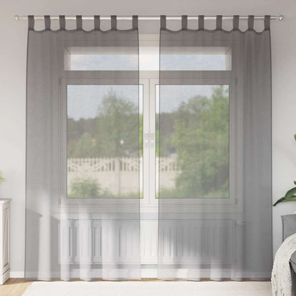 Tende in Voile con Passanti 2 pz Grigio Scuro 140x225 cm
