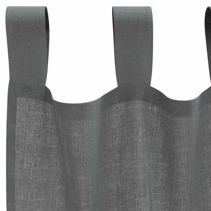 Tende in Voile con Passanti 2 pz Grigio Scuro 140x260 cm