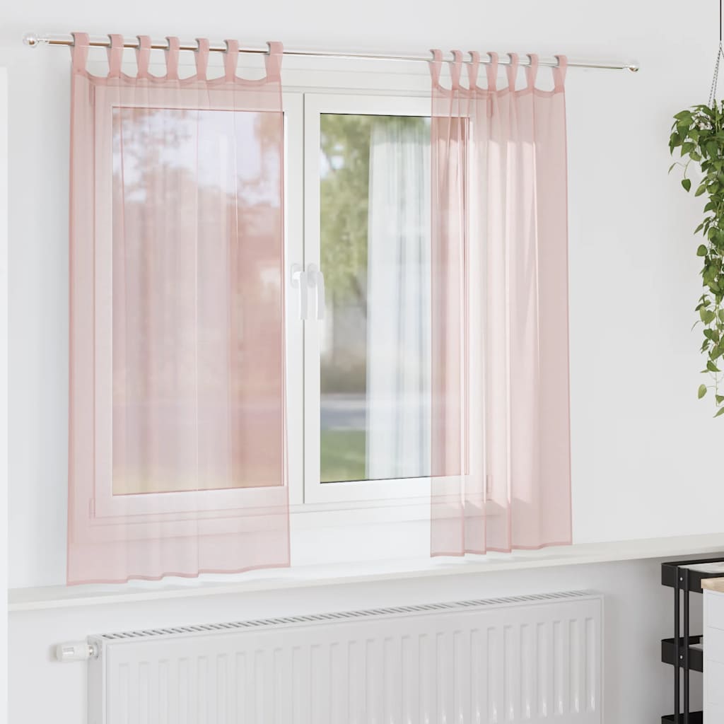 Tende in Voile con Passanti 2 pz Rosa Chiaro 140x140 cm