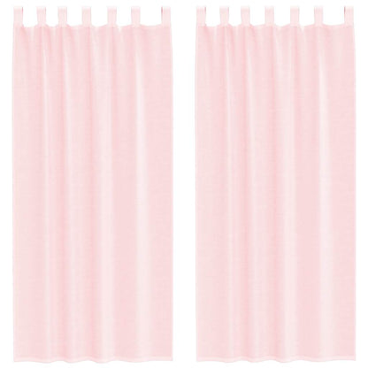 Tende in Voile con Passanti 2 pz Rosa Chiaro 140x245 cm