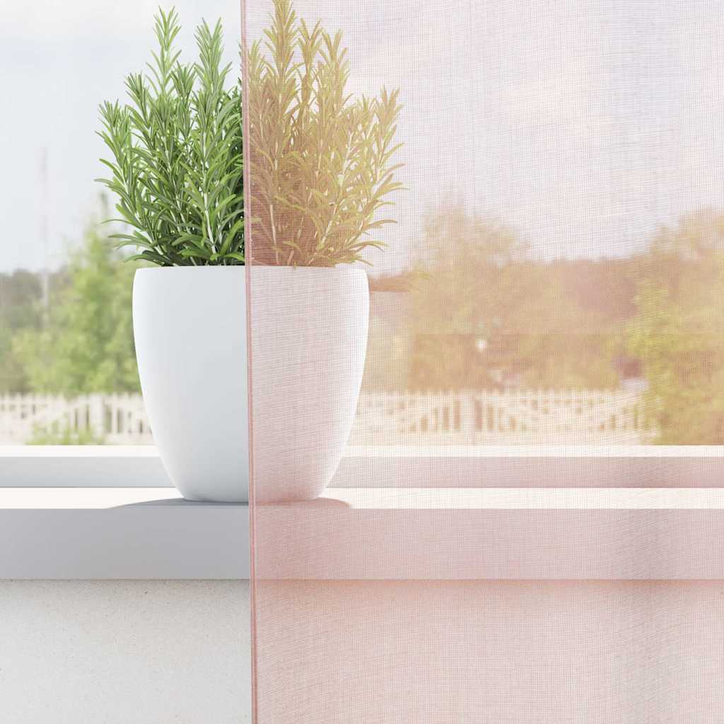 Tende in Voile con Passanti 2 pz Rosa Chiaro 140x245 cm
