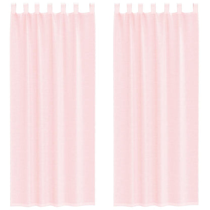 Tende in Voile con Passanti 2 pz Rosa Chiaro 140x260 cm