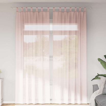 Tende in Voile con Passanti 2 pz Rosa Chiaro 140x260 cm