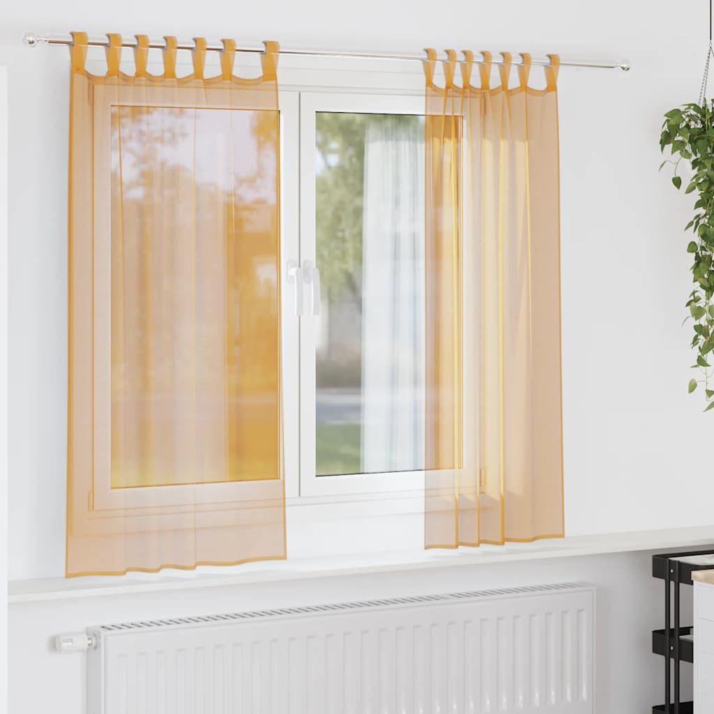 Tende in Voile con Passanti 2 pz Arancio 140x140 cm
