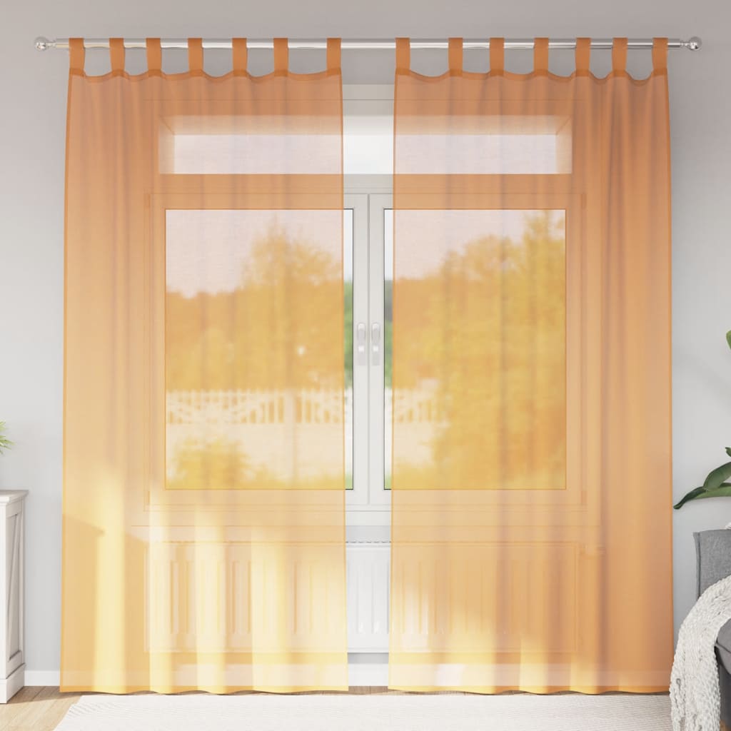 Tende in Voile con Passanti 2 pz Arancio 140x225 cm