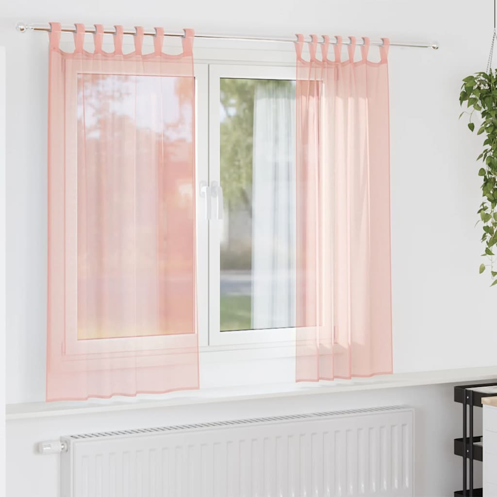 Tende in Voile con Passanti 2 pz Rosa 140x140 cm