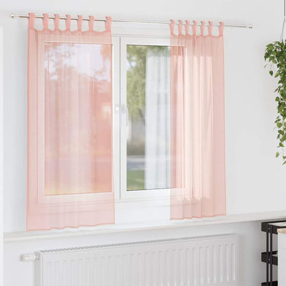 Tende in Voile con Passanti 2 pz Rosa 140x175 cm